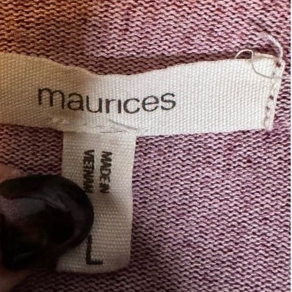 Maurices L Burgundy Pink Striped Soft Girl Knit Preppy Polo Pullover Top - Picture 8 of 10